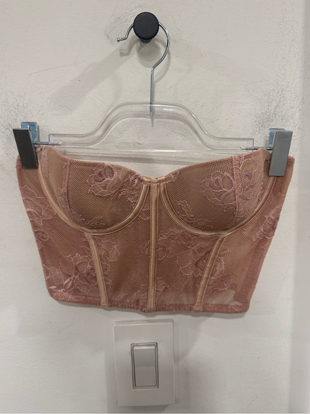 Fleur du Mal Rose Dusty Lace Bustier Bandeau